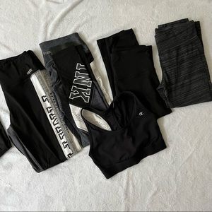 5 Piece Bundle Pink Champion Gap Fit Size M Black White Gray Yoga Work out